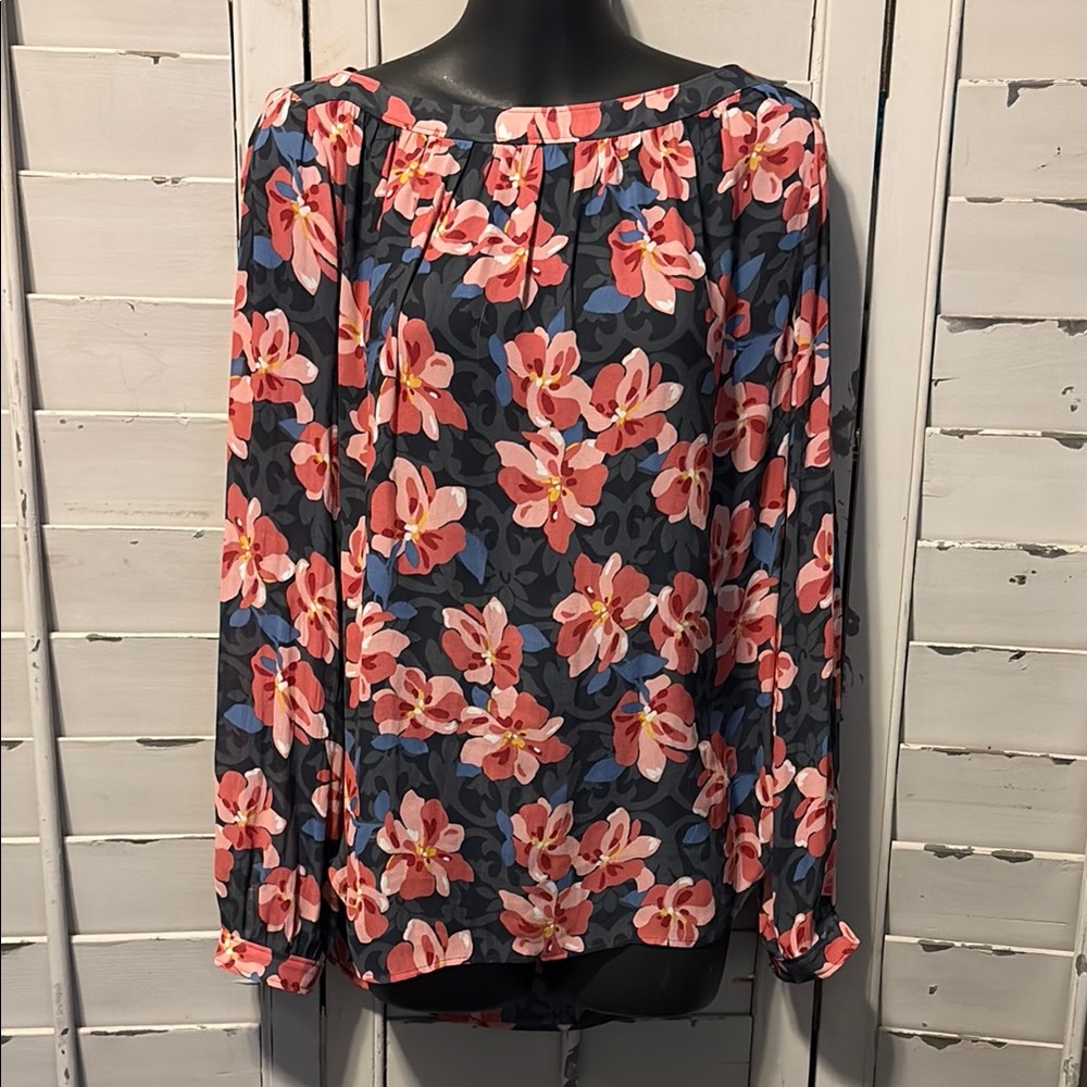 LOFT Pink Floral Relaxed Blouse